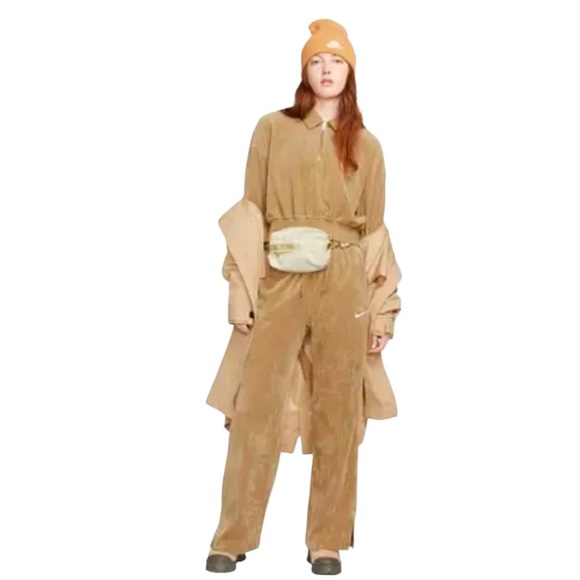 Nike Women’s Velour Corduroy Wide Leg Pants Driftwood Brown Nwt Plus Size 2X - Picture 3 of 9